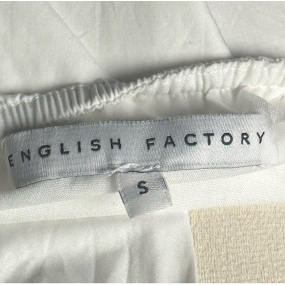 English Factory White Mini Dress Open Back Tie Puff Sleeve Mixed Media Size S - Picture 5 of 6